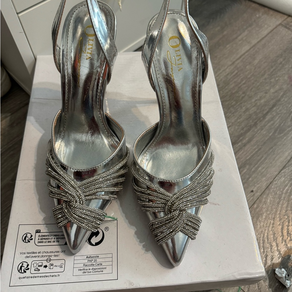 Chrome silver heels